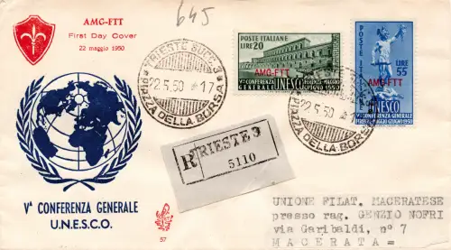 Triest A - Unesco auf FDC Venedig Racc.