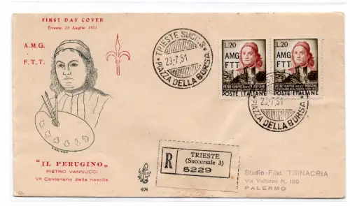 Perugino Paar auf FDC Venedig Racc.