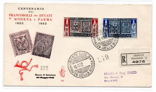 Triest A - Modena und Parma auf FDC Venedig Racc.