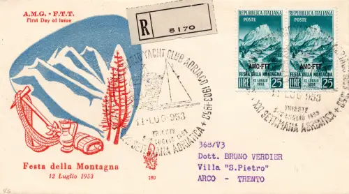 Triest A - Festa della Montagna Paar auf FDC Venedig