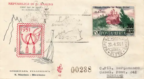 San Marino - 300 von 500 Philatelistischer Tag auf FDC Venedig Lire