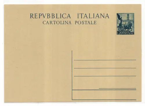 Postkarte Lire 20 Quadriga Nr. C 143 neu