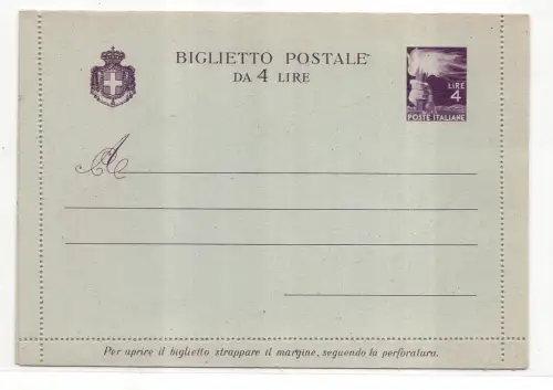 Postkarte Lire 4 Democratica mit Wappen Nr. B 38 neu