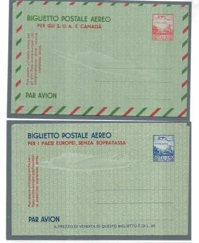 Aerogramm Flugzeug in den Alpen Lire 60 und 120