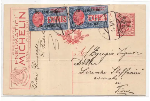 Trient und Triest - Postkarte Werbung Michelin