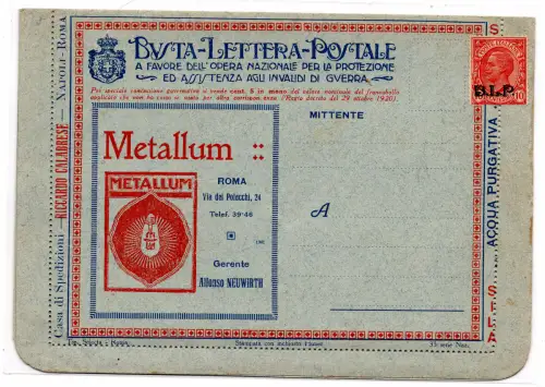National 35 Metallum - B.L.P frankiert mit Cent. 10 II. Typ Nr. 5