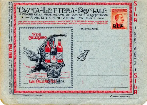 Toskana 4 Weine Calissano - B.L.P frankiert mit Cent. 20 Nr. 2