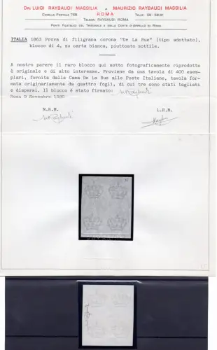 De la Rue - Nachweis der filigranen Krone Typ angenommen Viererblock