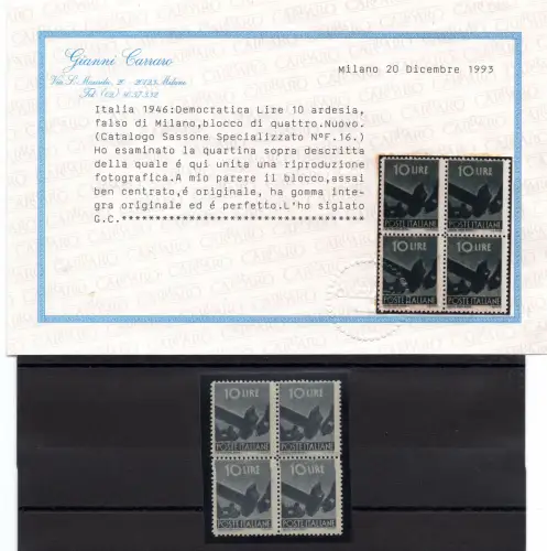 Democratica Lire 10 schiefergrau Fälschung aus Mailand