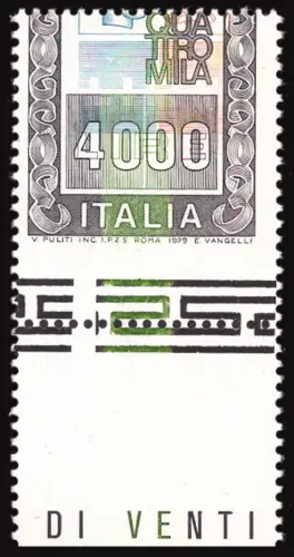 Hohe Werte Lire 4.000 Sorten verschobene horizontale Verzahnung