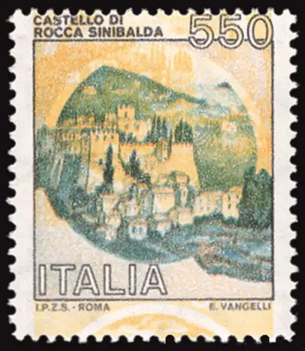 Castelli Lire 550 verschobene Gelbdrucksorte