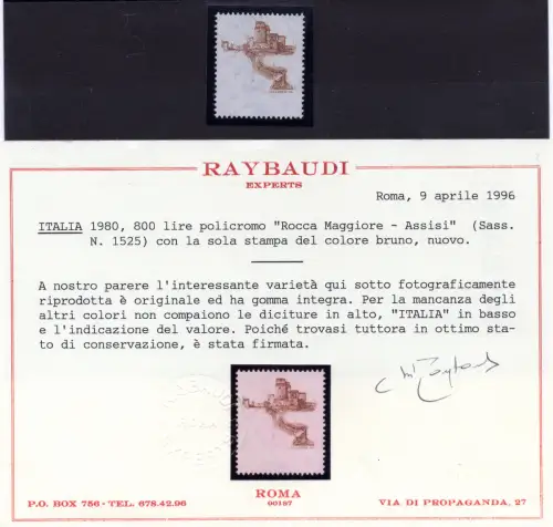 Castelli Lire 800 Nr. 1525 Sorte nur Braundruck