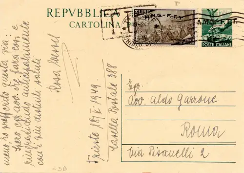 Triest A - C.P. 12 Lire Demokratischer Handaufdruck Typ A+C