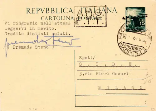 Triest A - C.P. Lire 15 Democratica Handaufdruck Typ A+B