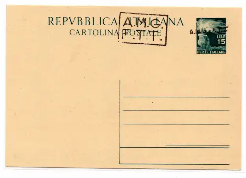 Trieste A - Democratica 15 l. C.P. n. C 4A Aufdruck Typ A+B