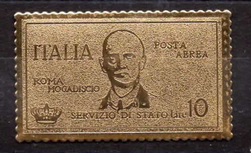 Luftpost Coroncina Lire 10 Reproduktion auf Goldfolie