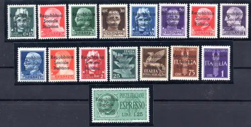 Teramo - Briefmarken Italiens aufgedruckt Nr. 1/16 die komplette Serie