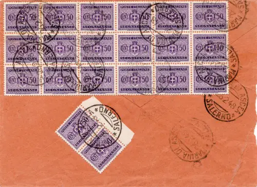 Segnatasse Cent. 50 Nr. 70 zwanzig Exemplare auf Umschlag