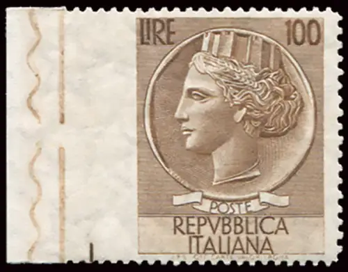 Syrakus Lire 100 Sterne II Sorte ungezähnt links