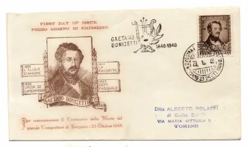 Donizetti auf nicht gereistem Umschlag