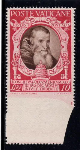 Konzil von Trient Lire 10 Nr. 121e unten ungezähnt - MNH