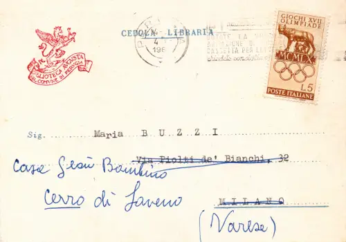 Olympische Spiele Rom Lire 5 Nr. 885 auf Buchkommissionsgutschein
