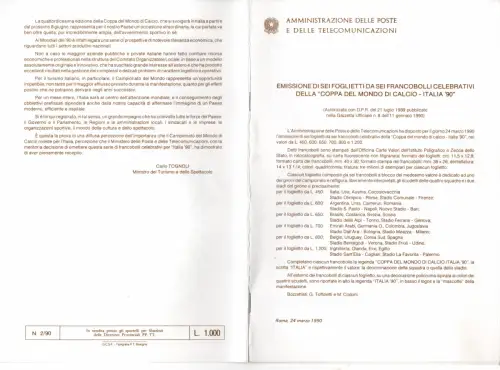 Fußball Italien '90 Das Ministerial-Präsentationsbulletin