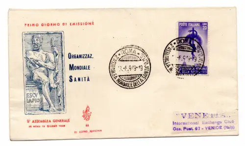 Gesundheit auf Umschlag FDC Venetia nicht gereist