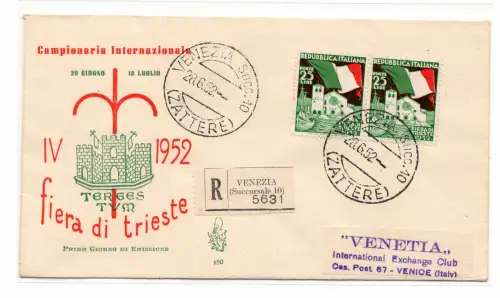 Messe von Triest Paar auf Umschlag FDC Venetia Racc.