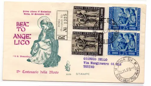 Beato Angelico zwei Serien auf Umschlag FDC Venetia Racc.