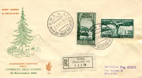 Baumfest auf FDC Venetia Racc ohne Anreisestornierung