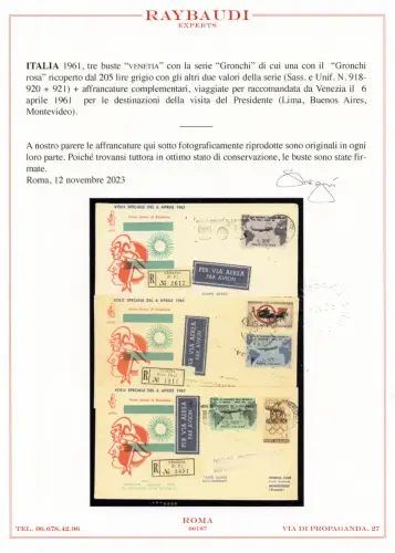 Rosa beschichtete Gronchi und Serie auf FDC Venetia Racc mit Ankunftsstornierung