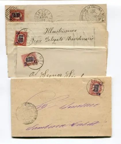 Überdruckte komplette Serie von acht Werten im einmaligen Gebrauch auf Postpapieren