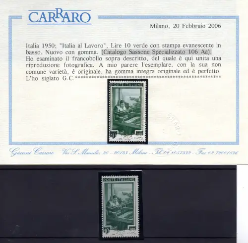 Lavoro Lire 10 Nr. 639e Sorte Vergänglicher Druck
