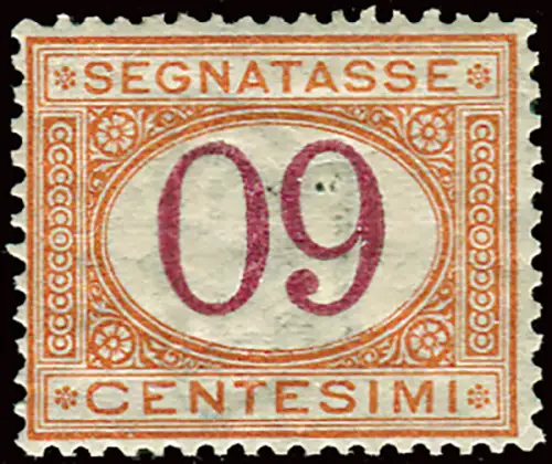 Segnatasse Cent. 60 umgedrehte Ziffern - Naturmarke mit Gesichtswert 09 Cent