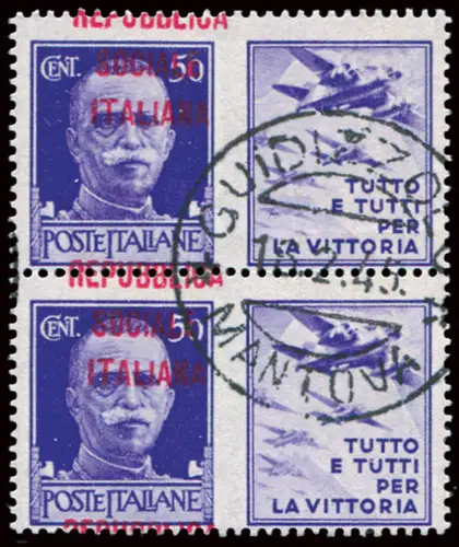 Kriegspropaganda Cent. 50 Paar mit stark vertikal verschobenem Aufdruck