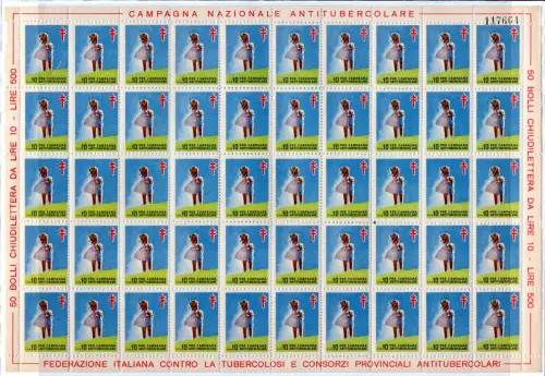 12. Tuberkulose-Kampagne - Das komplette Blatt mit fünfzig Brieföffnern