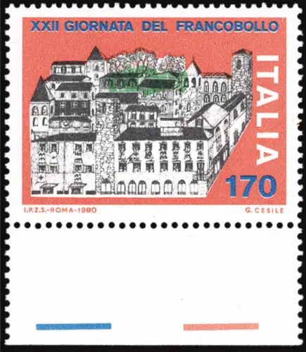 XXII Tag der Briefmarke Lire 170 grüne Sorte verschoben