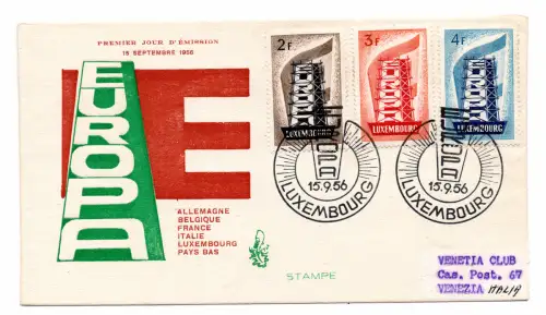 CEPT 1956 Luxemburg - Umschlag FDC Venetia Club