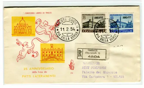 Triest A 1954 Lateranverträge auf FDC Venetia Racc