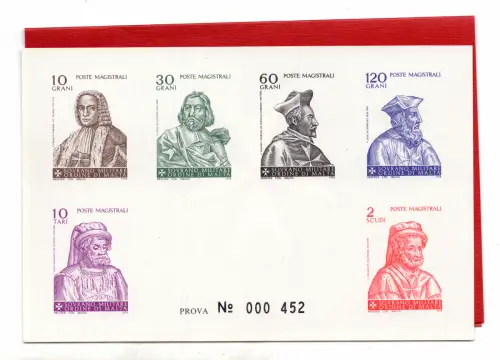 SMOM 1978 Gran Maestri n. 140/145 Druckprobe Serie