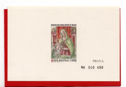 SMOM 1977 Weihnachten Madonna mit Kind Nr. 139 Druckprobe