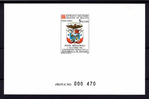 SMOM 1987 Abkommen mit Panama P.A. Nr.29 Druckprobe