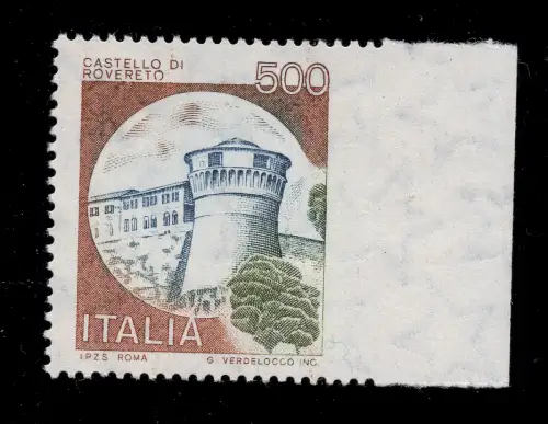 Castelli Lire 500 Sorte ungezähnt rechts