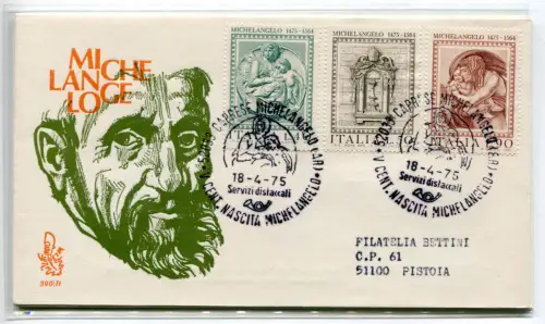 Italien FDC Venetia 1975 Michelangelo reiste nach Italien