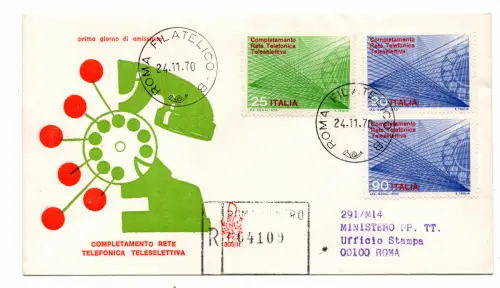 Italien FDC Venetia 1970 Teleselezione voyata Racc. für Italien