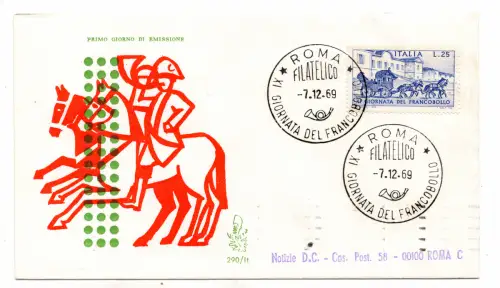 Italia FDC Venetia 1969 Giorn. Del Franc. nach Italien gereist