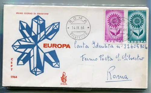 Italien FDC Venetia 1964 Europa reiste nach Italien