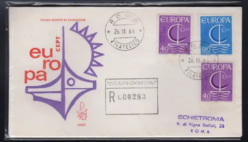Italien FDC Venetia 1966 Europa gereist Racc. für Italien