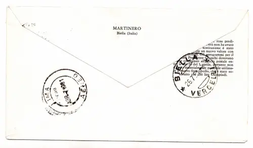 Gronchi Reise nach Peru - Aerogramm frankiert mit 200 Lire Olympiade